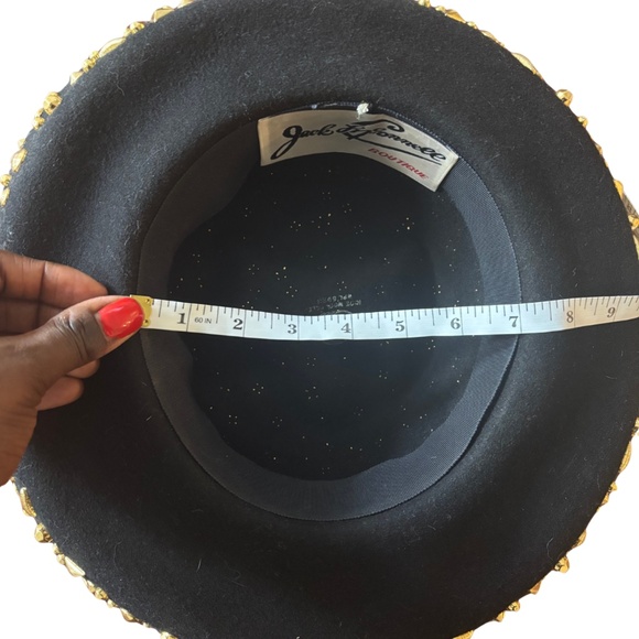 Vintage Jack McConnell Boutique Black Wool Hat with Gold Studs - Picture 6 of 6